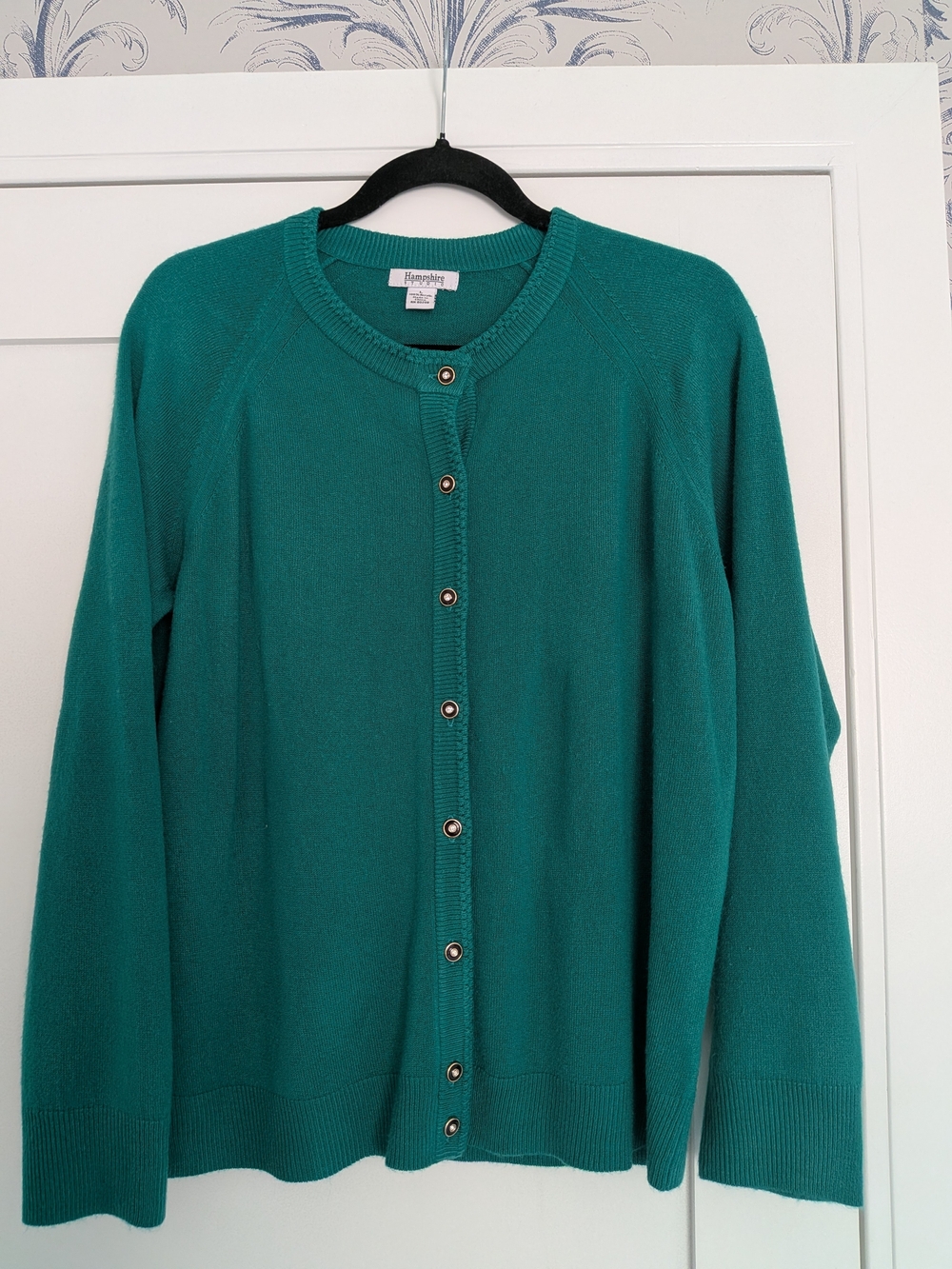 Vintage Teal Crewneck Button-Front Sweater